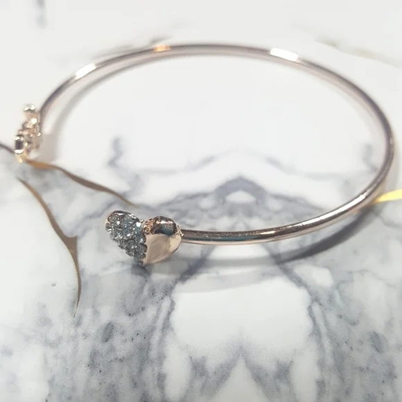 Gold Tone Love and Crystal Heart Cuff Bracelet - Picture 3 of 5